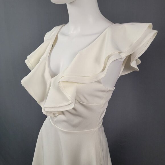 Lulus Ruffle Mini Dress XS Ivory Flutter Sleeves Romantic - Picture 2 of 10
